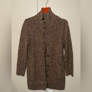 Lands’ End Brown Marled Knit Button-Front Cardigan – Size Small